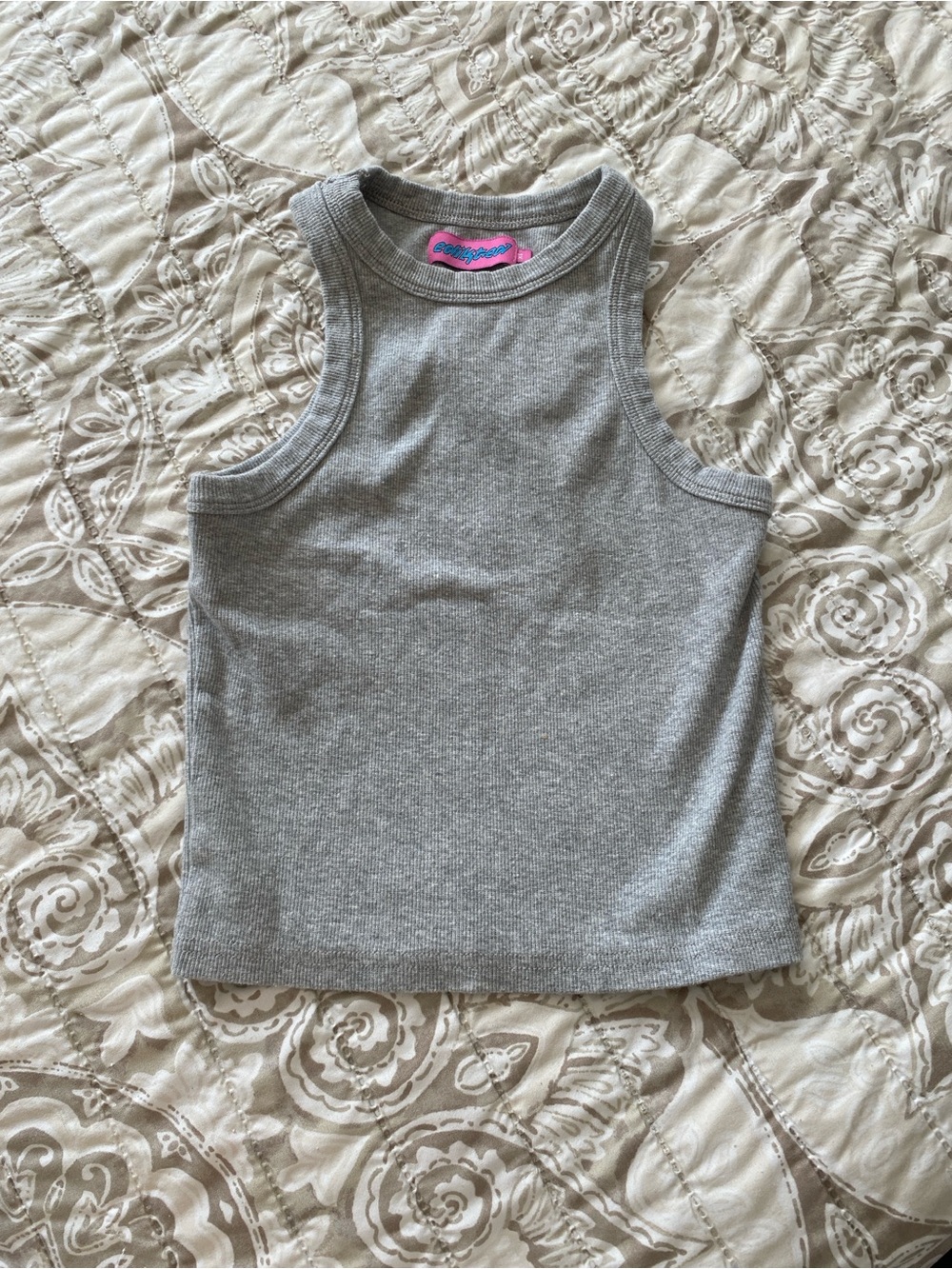 Edikted Heather Gray Ribbed Muscle Tank